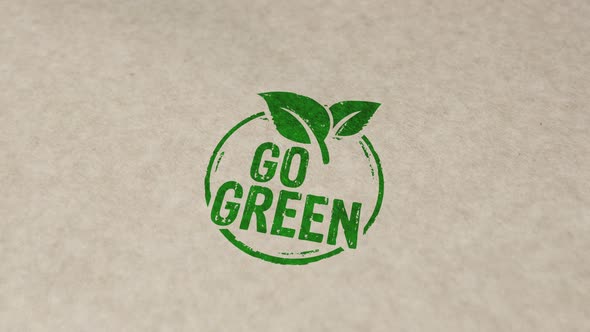 Go green and eco friendly symbol stamp and stamping animation alt