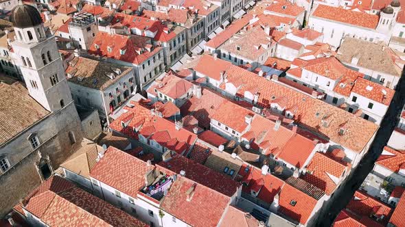 Aerial View of Main street of Dubrovnik Old Town, Croatia