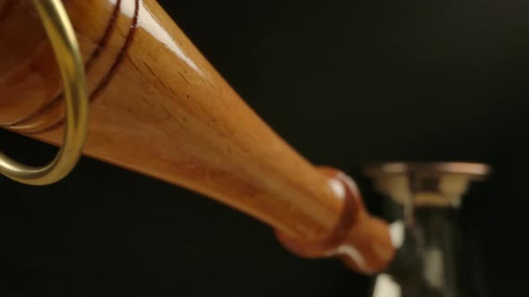 Oldstyle Clean Metal Copper Cezve with Great Looking Wooden Handgrip alt