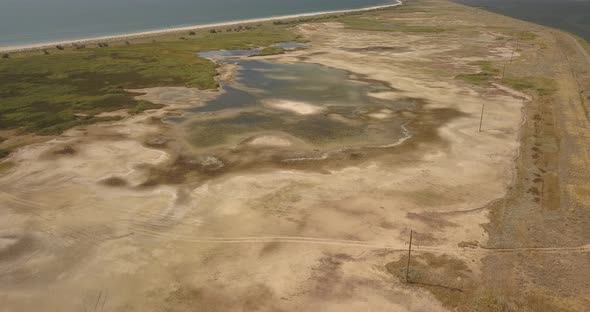 Aerial View of Tuzly Estuary National Nature Park Near By Black Sea Coast, Ukraine alt