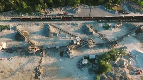 Aerial of Conveyors and Carriages on Mining Quarry alt