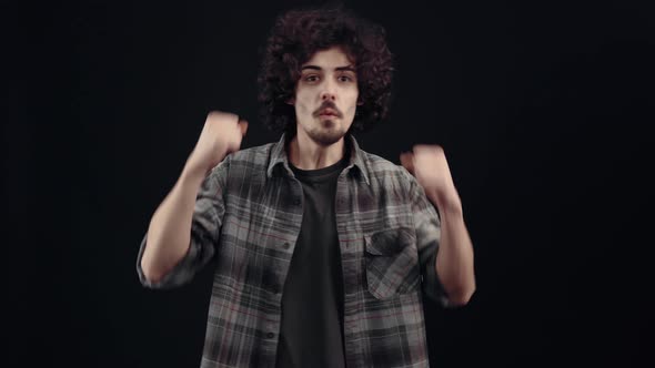 Cheerfully Charismatic Young Man He Raised His Fists and Joyfully Shouted a Sincere Wow Being alt