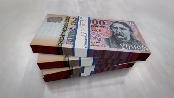 Hungarian Forint money banknote pile packs alt