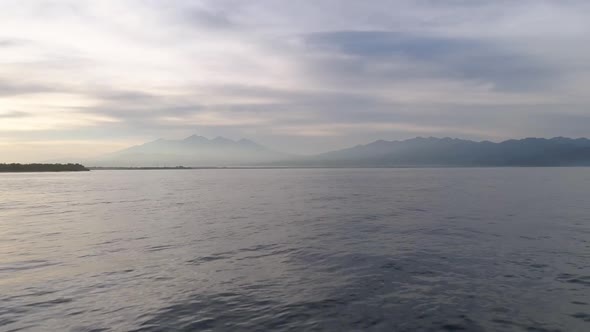 Aerial view calm sea next to Gili Trawangan island, Indonesia. alt