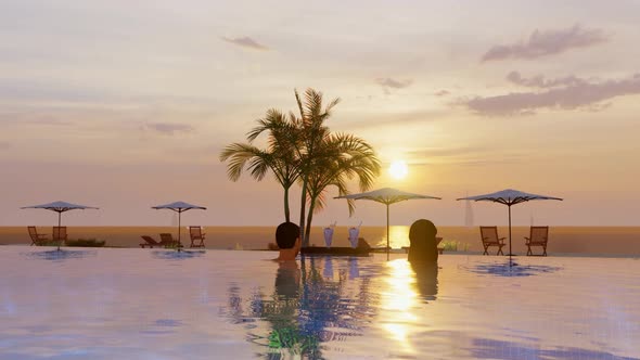 Young Couple Relaxing In Resort Swimming Pool alt