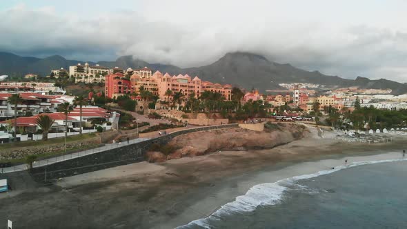 Top View of a Small Spanish Town at Sunset in Tenerife Island, Spain alt