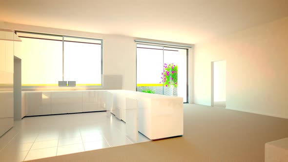 Time-lapse animation of a modern home furnishing with camera position motion. HD alt