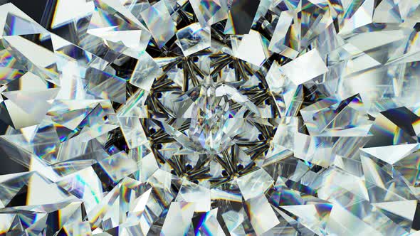 sparkling diamond or gemstone macro rotating seamless loop. kaleidoscope