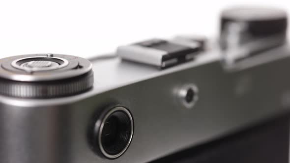 The old vintage soviet film rangefinder camera, released in USSR. alt