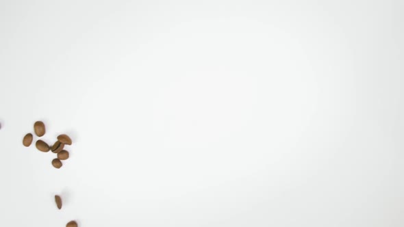 The Coffee Beans Spin Rotate Quickly Fast Fly Dispart Splash to the Sides with Centrifugal Coriolis alt