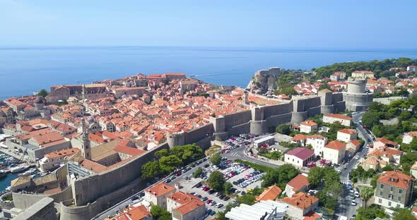 Red-tiled Roofs and the Tower in the Historical Part of Dubrovnik Croatia