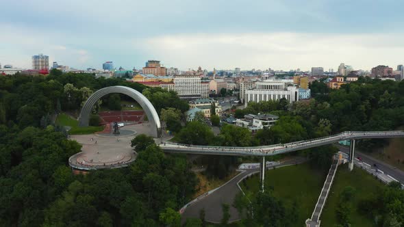 Panoramic View of Arch of Friendship of Peoples From the Sky alt