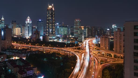 Shanghai, China - Above Shanghai Highway's Traffic