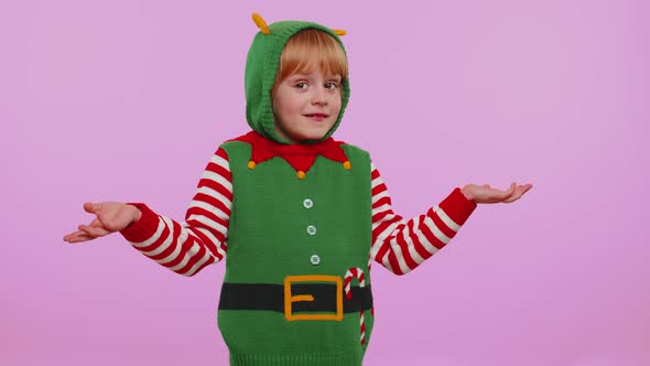 Confused Girl in Christmas Costume Feeling Embarrassed About Ambiguous Question Having Doubt No Idea alt