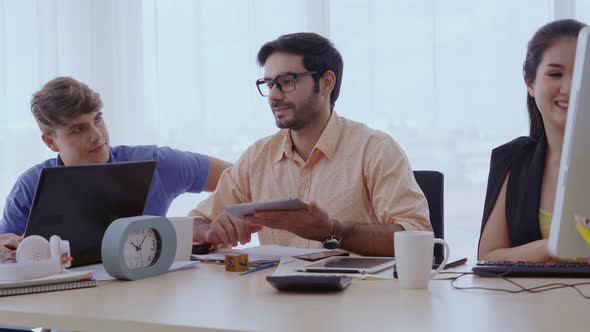 Group Meeting of Creative Business People Designer and Artist at Office Desk alt