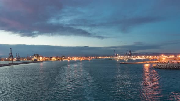 Aerial View of Sea with Wawes and Port From Ship Sailing in the Open Sea Timelapse alt