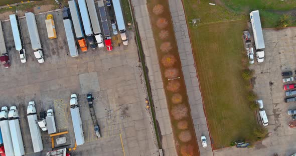 Aerial View of Transportation Station with Truck Stop Near Interstate Highway alt