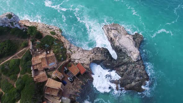 Flight Over Beautiful Seashore at Mallorca