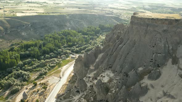 Selime Cathedral From Turkey View From Air During Sunset