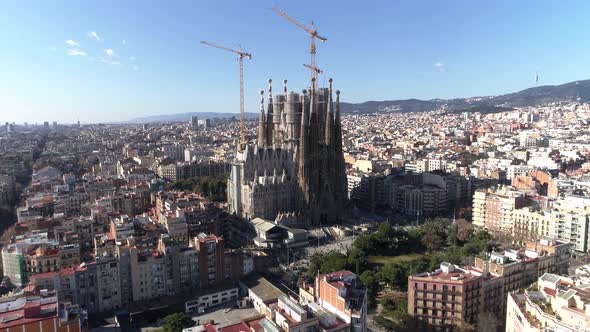 Fly Above Barcelona at morning day alt