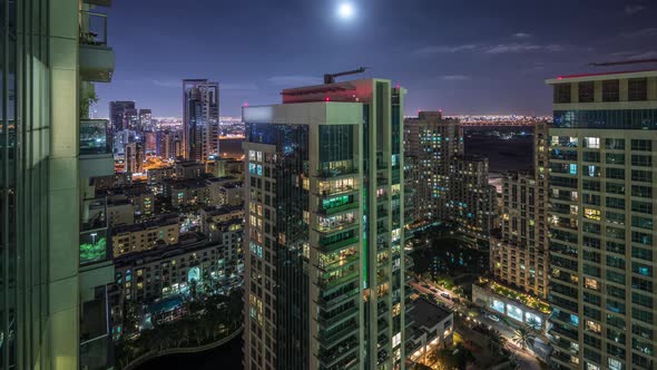 Greens District Aerial View From Top Night Timelapse alt