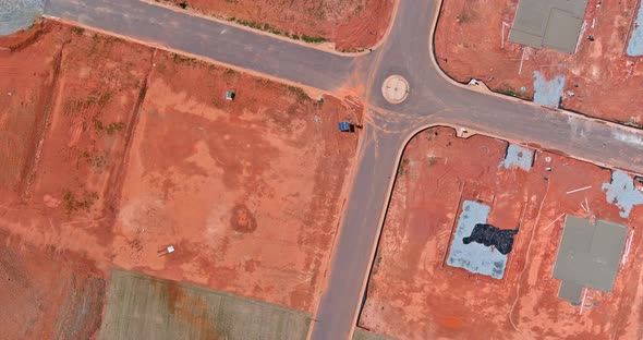 Aerial Top View Houses Development Foundation of a New Home alt