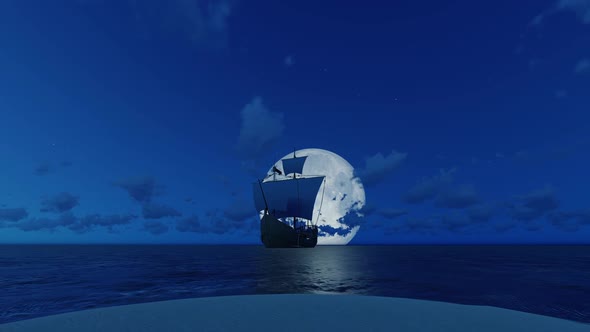  A Ship And The Moon