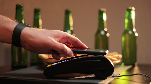 Pay by Phone on Electronic Payment Machine or Card Reader E-money at Cashless Wallet alt