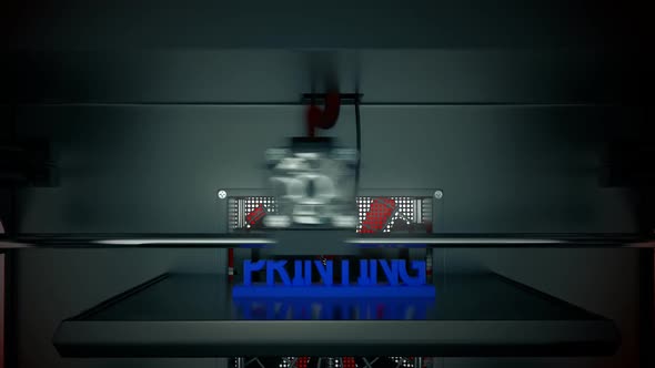 Creative model of the 3d printing text printed in the 3d printer device. alt