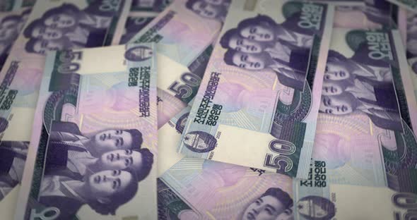 North Korea Won growing pile of money seamless loop alt