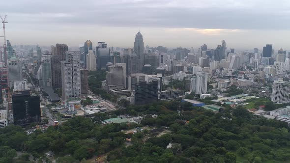 4K aerial drone footage of Bangkok skyline. alt