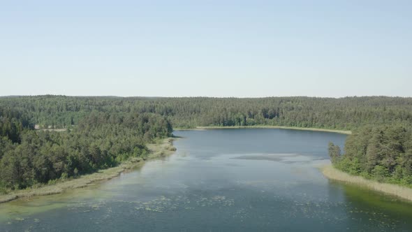 Flying Over Beautiful Lake In Wild Nature alt