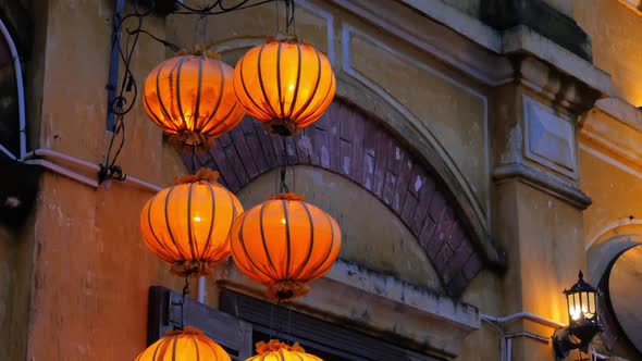 Orange lanterns in old quarter of Hoi An, Vietnam