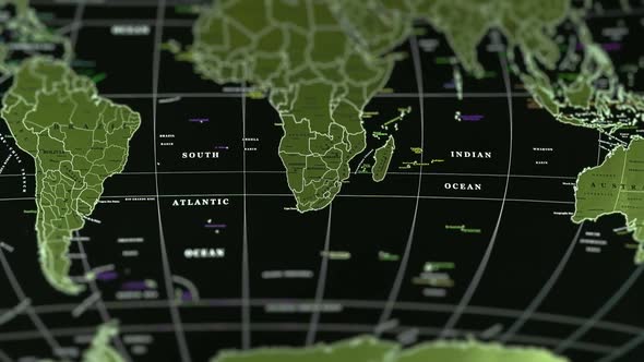 Scratch World Map On Black Background.