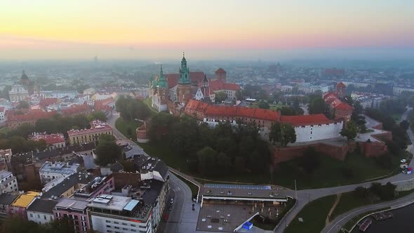 Krakow, Poland. Wawel Royal Castle and Cathedral, Vistula River.