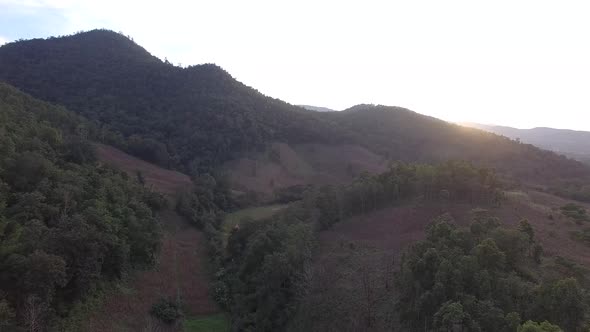 mountainous terrain aerialin North of Thailand alt