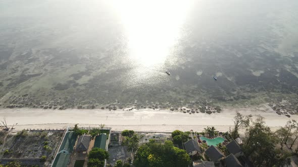 Aerial View of the Indian Ocean Near the Shore of the Island of Zanzibar Tanzania Slow Motion alt