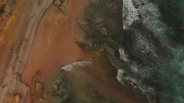 Colorful Australian coast. Cliff and beach along Great ocean Road alt