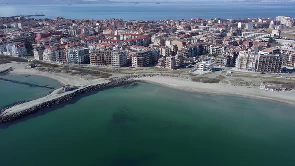 View From a Height of the City of Pomorie Which is Located on the Peninsula of Bulgaria and is