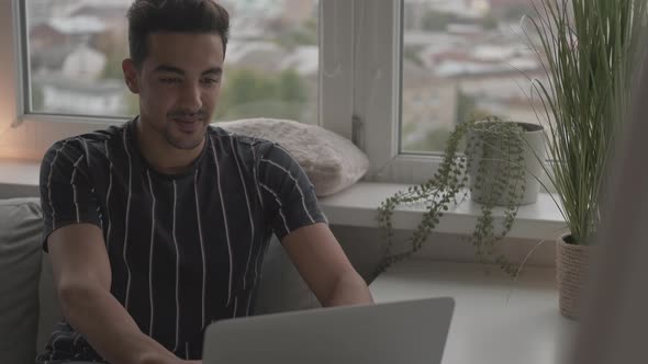 Online Communication Happy Man Friendly Chatting alt