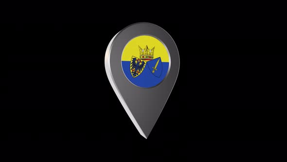 3d Animation Map Navigation Pointer With Flag Of Essen (Germany) With Alpha Channel - 4K alt