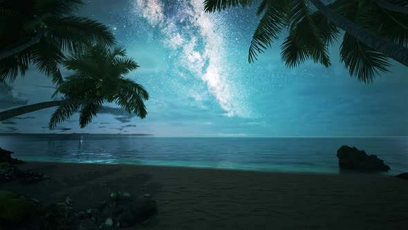 Beach at night with stars HD