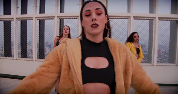 All Girl Dance Crew Performing On Rooftop alt