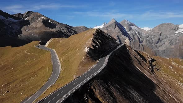 Aerial of Grossglockner Road Austria alt
