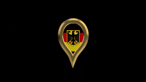 Germany Flag 3D Rotating Location Gold Pin Icon alt