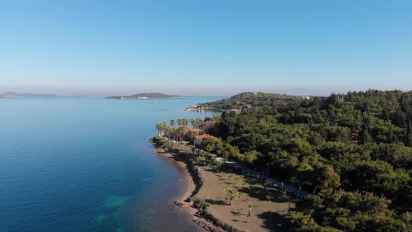 Various drone shots in beautiful Urla, Izmir - the third largest city in Turkey. Blue waters of the alt