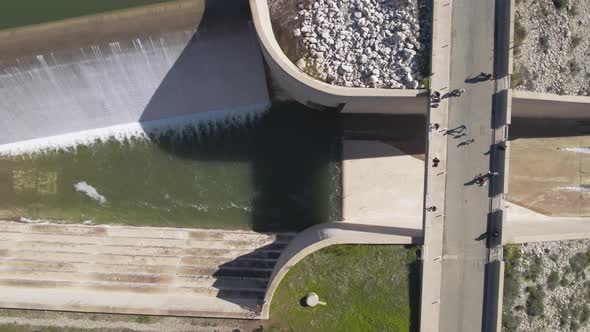 Overflowing Reservoir Dam in Cyprus Industrial Waterfall Asprokremmos