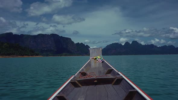 Long Tail Boat on the Cheow Lan Lake Khao Sok Thailand