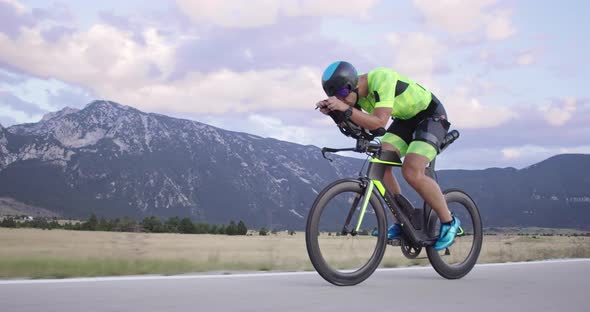Triathlon Sportsman Athlete Cyclist Riding Professional Racing Bicycle alt