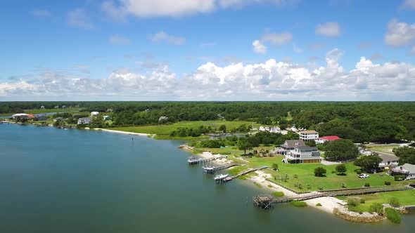 Sunny day in Ocean Isle Beach NC overlooking the intra coastal waterway alt